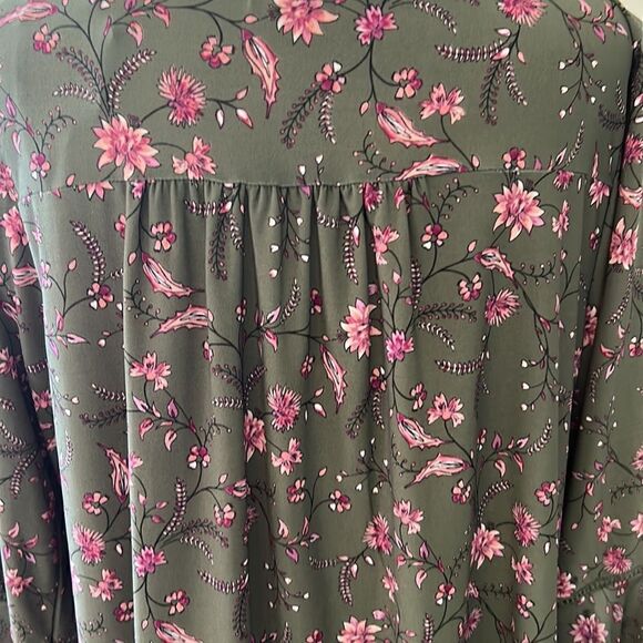 Westport olive green floral long sleeve blouse Size L - Picture 4 of 10